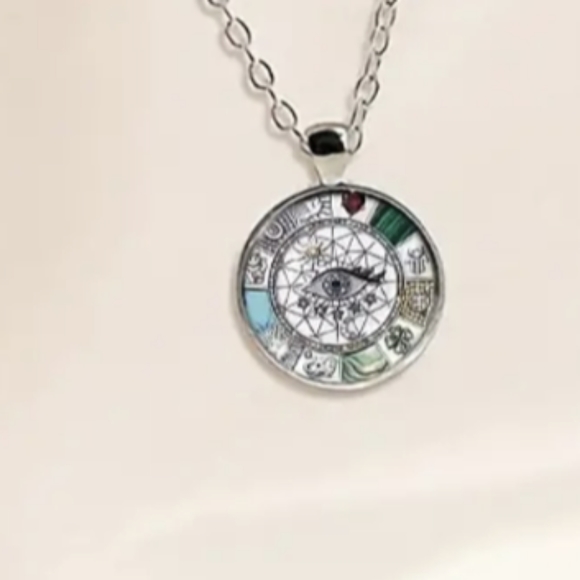 👁️Evil Eye Round Pendant Necklace Protection Unisex Stainless Steel NWT - Picture 8 of 9